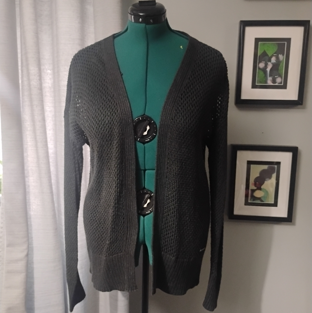 Michael Kors Openweave Knit Cardigan in Grey, Sz M